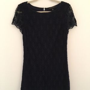 Cynthia Steffe Black Knit Lace Overlay Dress Sz 6